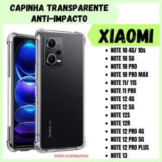 Capa Transparente Anti Impacto Xiaomi Redmi Note 10 / 10s / 10 4G / Note 10 5G / Note 10 Pro / 10 Pro Max / Note 11 / 11s / Note 11 Pro / Note 12 4G / Note 12 5G / Note 12s / Note 12R / Note 12 Pro 4G / 12 Pro 5G / 12 Pro Plus / Note 13 5G/ (CF09)