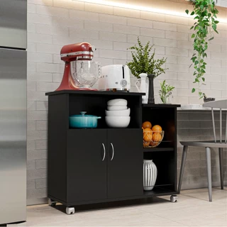 Aparador Bancada Estante Balcão Cozinha Base Micro Ondas Multiuso Preto