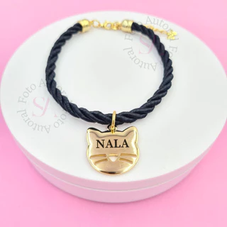 Coleira Gato com Placa de Identificação Gravada Plaquinha Pingente B7