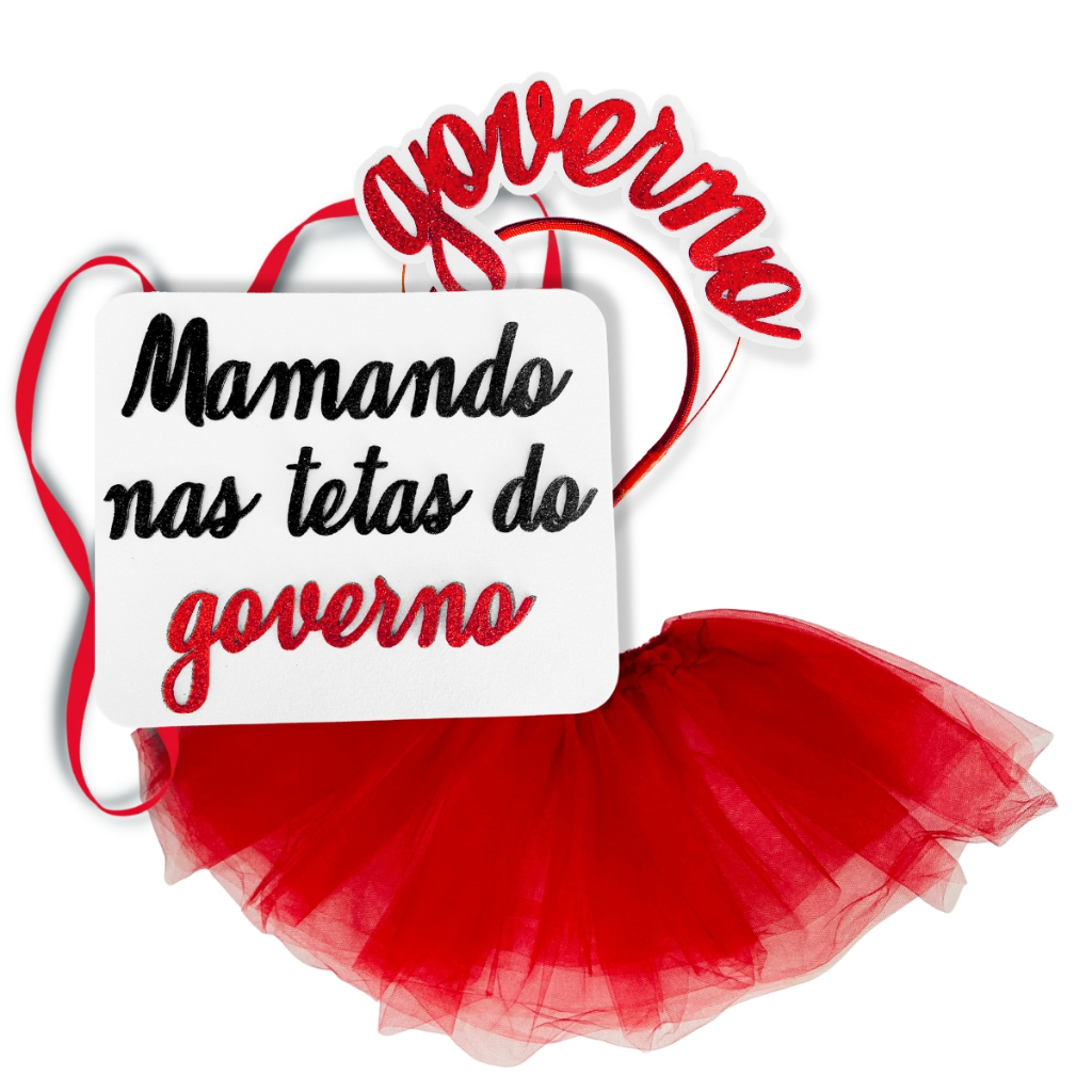 Fantasia Carnaval Tiara Governo + Placa + Saia Bloco Festa | Shopee Brasil