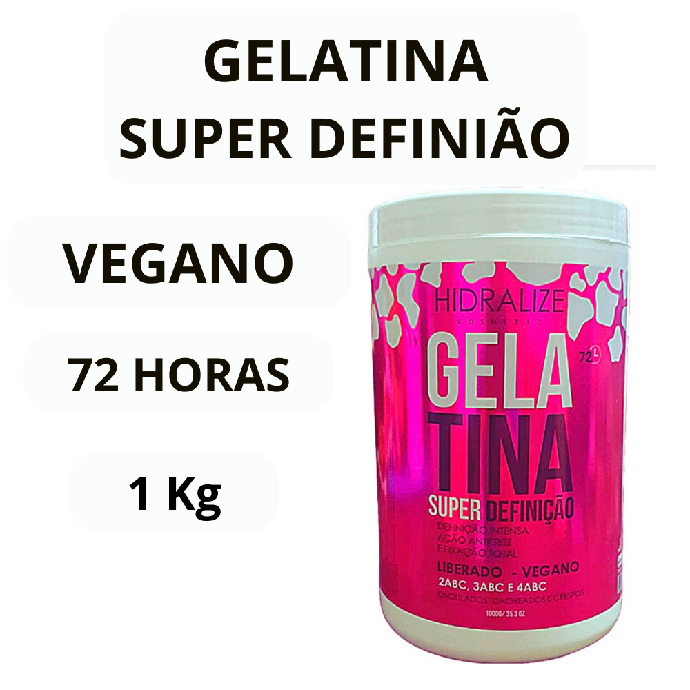 Gelatina Capilar Para Cabelos Cacheados - Ondulados - Crespos - Hidralise Super Definição Fixação , Vegano 1 Kg