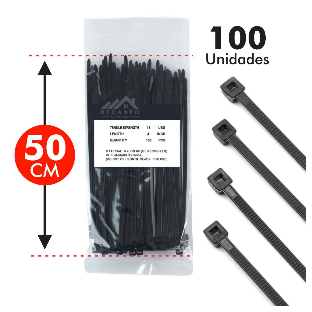 100 Abraçadeira de Nylon 50cm Cintas Plásticas Enforca Gato Braçadeira ...