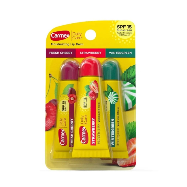 Protetor Labial Carmex Lip Balm 3 sabores Importado EUA Proteção Solar 15