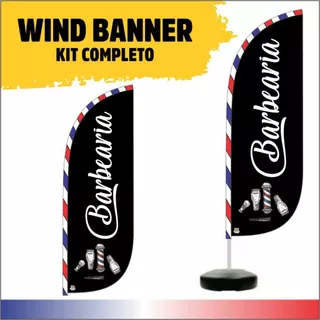 Bandeira BARBEARIA Wind Banner COMPLETO com haste, base e bandeira