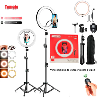 Iluminador Ring Light- Anel de luz 26 Cm 10 Polegadas Acompanhando Tripé 2,1M