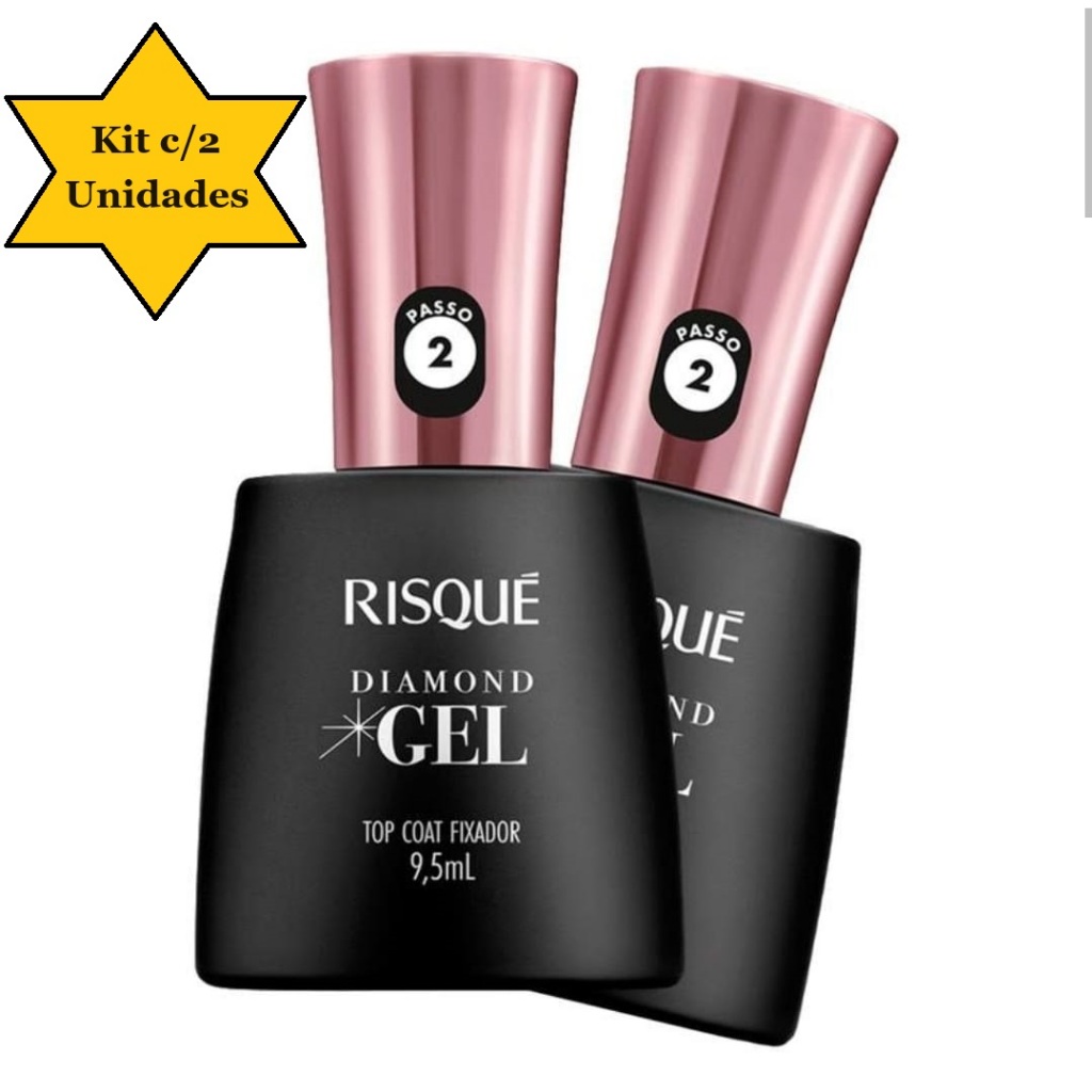 Kit c/2 unidades Risqué Top Coat Fixador Diamond Gel Cremoso 9,5 ml ...