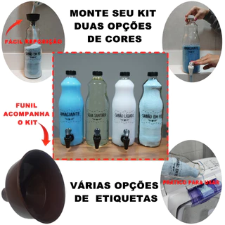 Kit 4 Potes de Vidro Organizador Lavanderia de 1.5 Lts