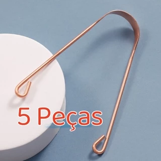 Kit 5 Para Raspagem Lingual Higiene Saúde Bucal Raspador Língua 100% Cobre Puro Higienizador em Oferta na Shopee