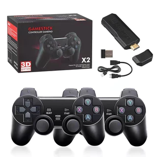 Console Game Stick 4 Life 3D - Preto + 2 Controles Wireless (Com 30000Jogos)