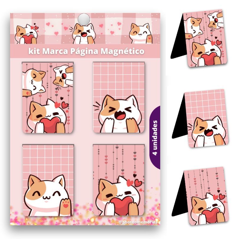 Marca página Magnético gatinho kit 4 un