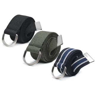 Kit 3 Cintos Masculino Argola Lona Gorgurao Tecido 9 Bordas