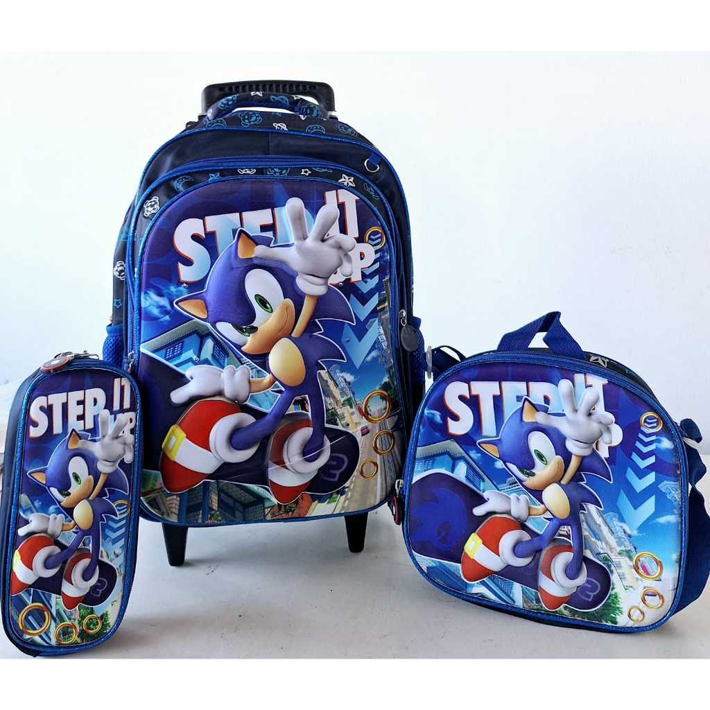 Mochila Rodinha Sonic Azul Mochila Sonic Grande Mochila Com
