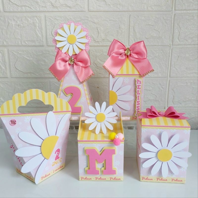 Kit festa Caixas Personalizadas tema Margaridas (Fazemos qualquer tema ...