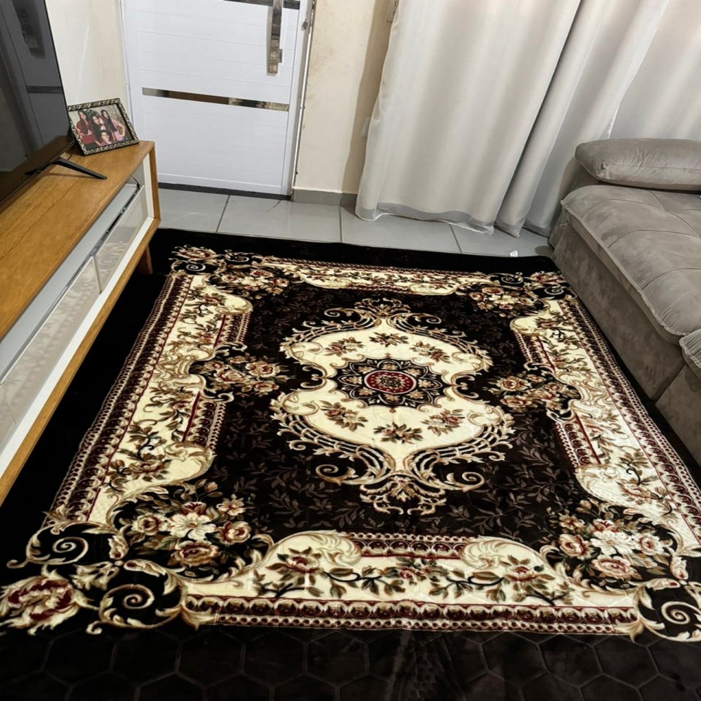Tapete Sala Indiano Estampado Veludo Macio 2,0x1,40m Luxuoso Aveludado