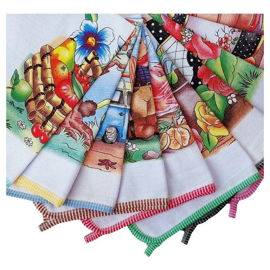 Kit 10 Panos De Prato Vies Estampado. ALTA QUALIDADE!