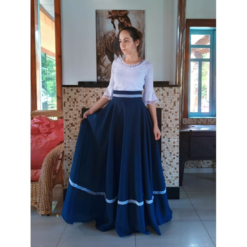 Traje gaucho best sale feminino saia