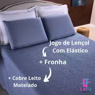 Kit 04 Peças Cobre Leito e Jogo de Lençol Casal Padrão - Melhor Custo Benefício em Oferta na Shopee