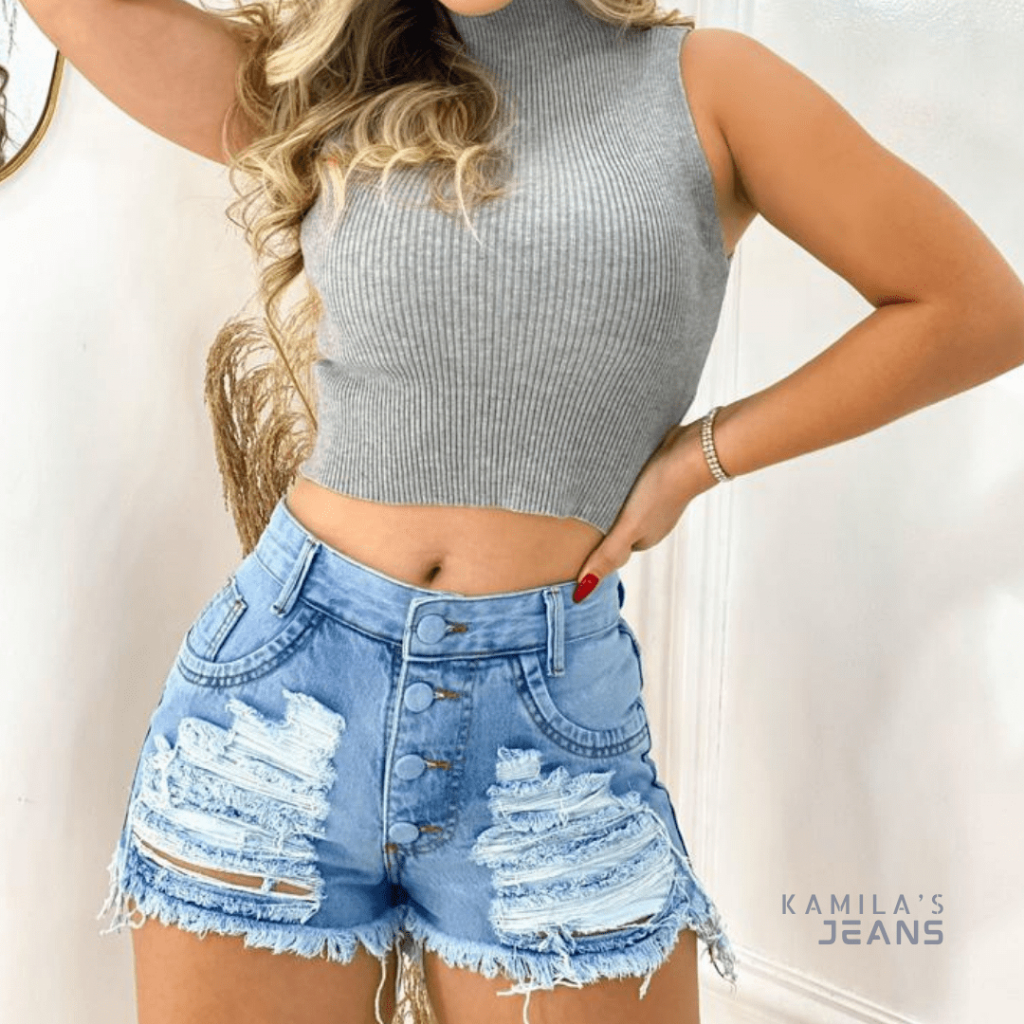 Short jeans best sale rasgado na bunda