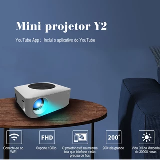 COIBEU 1080p Mini projetor Y2 LED Portátil Teatro Telefone Wi-Fi Lcd Full Hd Youtube Cinema Para Home Office