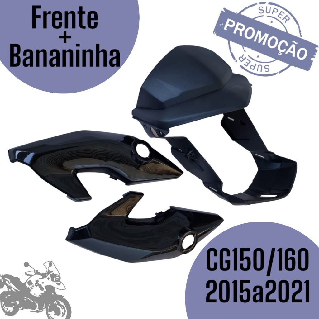 Conjunto Carenagem Mascara e Laterais Bananinha do Farol Para Motocicletas Modelos Titan150 Fan125 150 160 ou Start 150 160 anos 2014 a 2021
