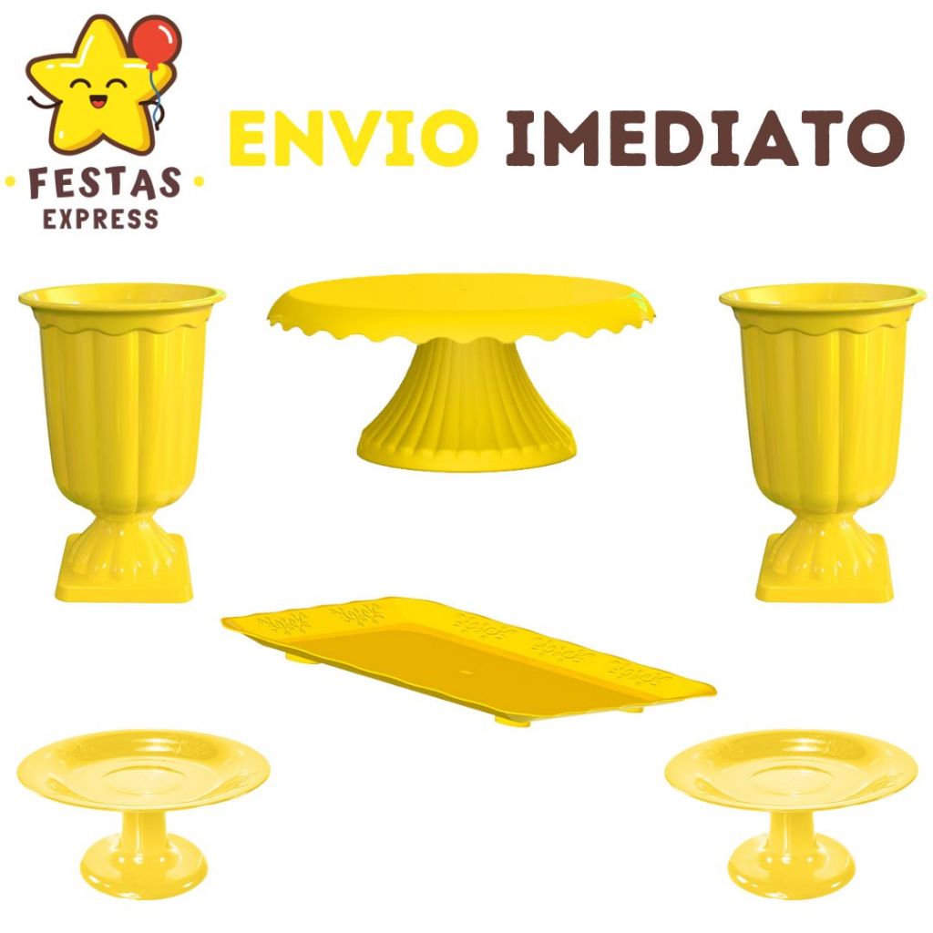 Kit Festa - 2 Vasos Grego , 2 Mini Cakes , 1 Boleira Cake Renda 19cm Bandeja 26x33