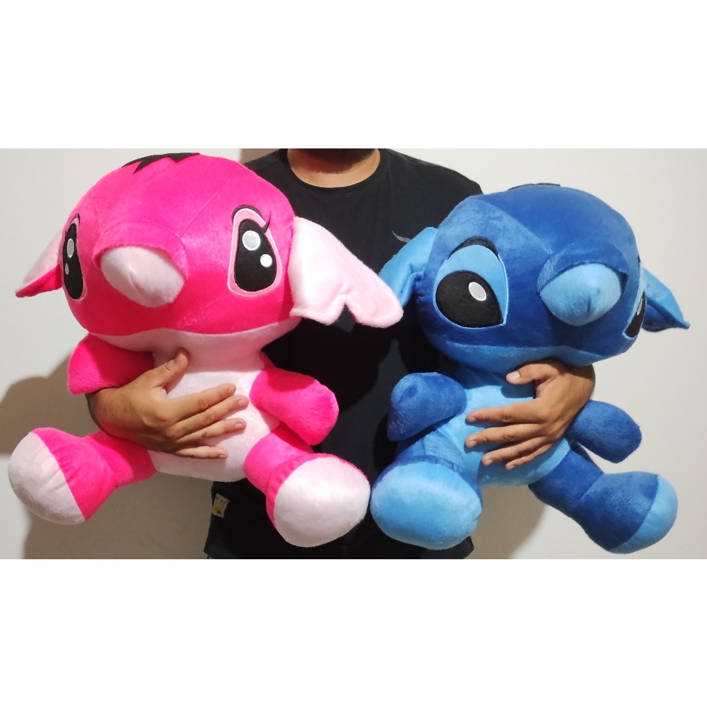 Pelúcia Stitch azul e rosa 50 cm