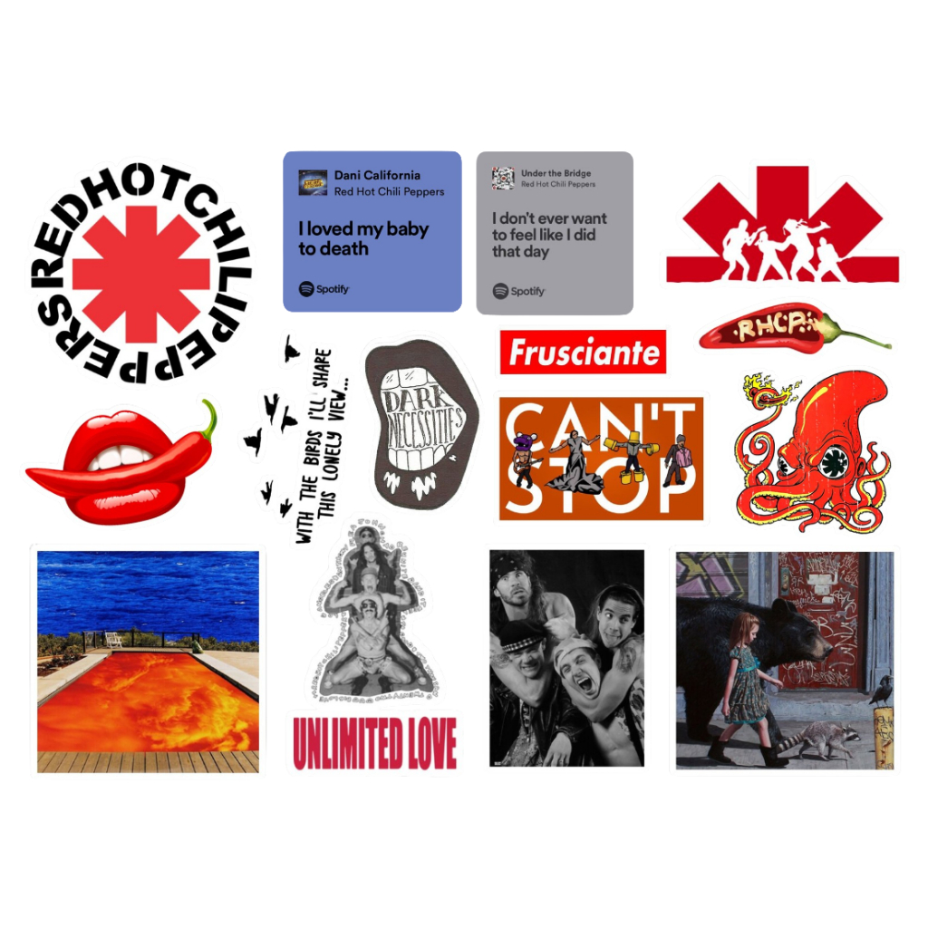 RED HOT CHILI PEPPERS - CARTELA DE ADESIVOS (com ou sem recorte - para destacar ou cortar a mão!)