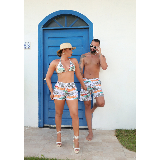 Kit Casal Shorts Praia Jack: Estilo, Conforto e Coordenação para