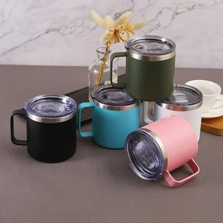 Caneca Térmica inox com alça e tampa acrílica 350 ml