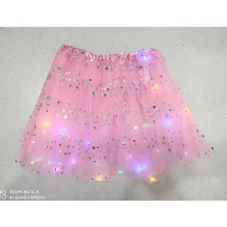 Saia De Tule Glitter Infantil Carnaval Festa Fantasia 30cm (com luz) cy-3383（cor enviada aleatoriamente）