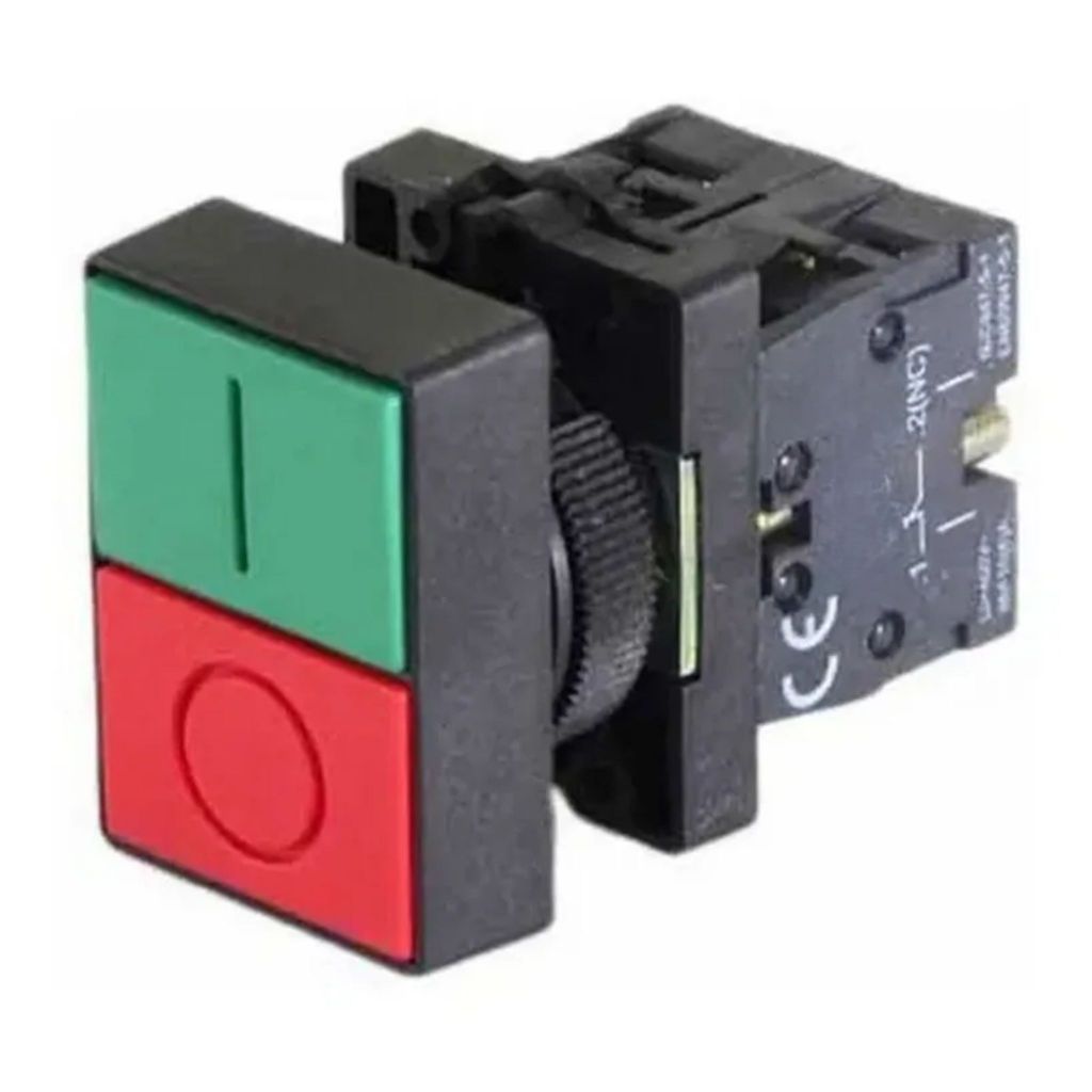 Botão Duplo Faceado Verde e Vermelho Liga e Desliga 1 NA + 1 NF 22mm ...
