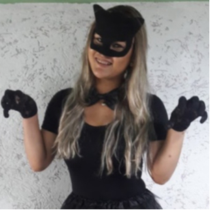 Fantasia Mulher Gato- kit Gata Preta Mascara Luvas Gravata