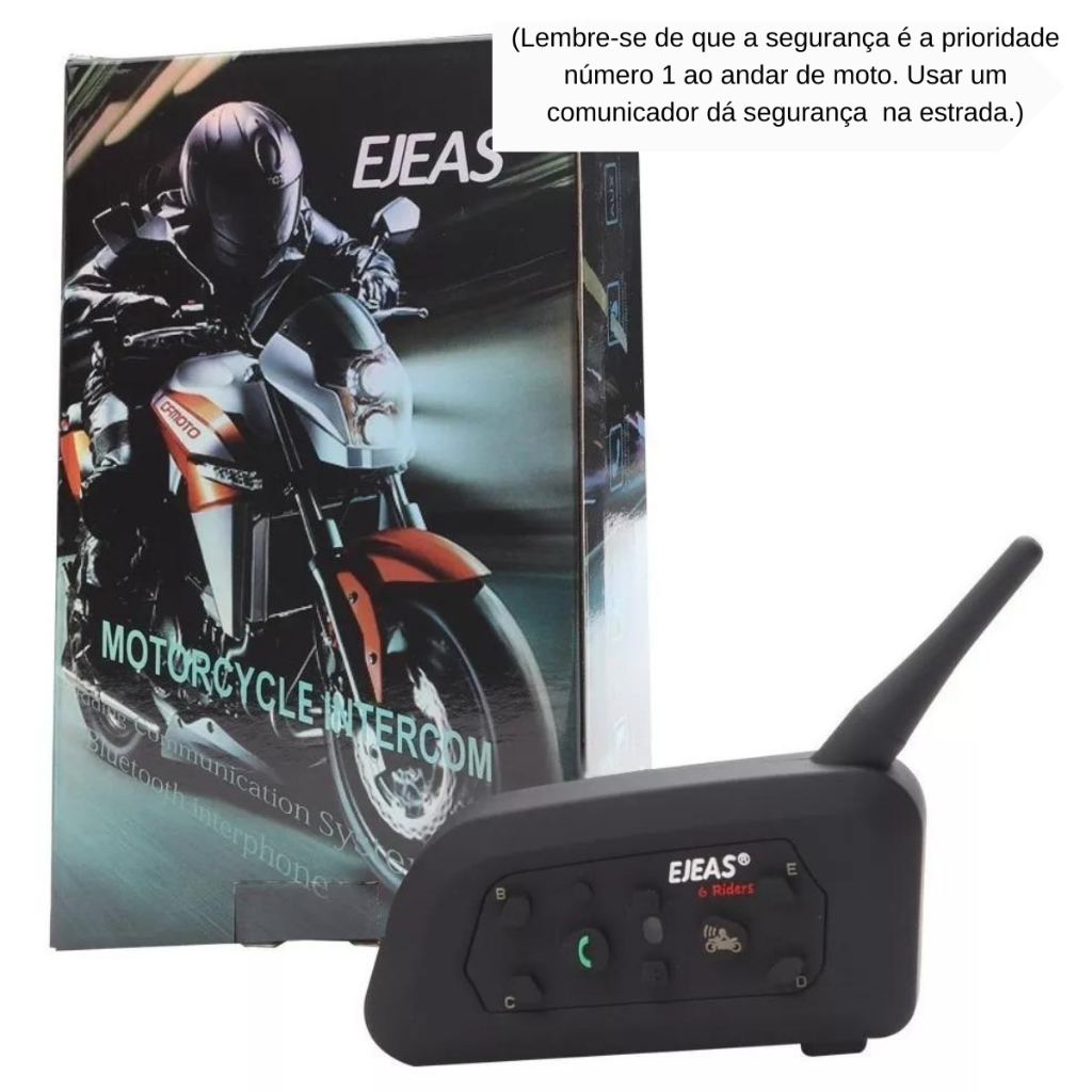 Intercomunicador Capacete Moto Ejeas V6 Pro Bluetooth Radio