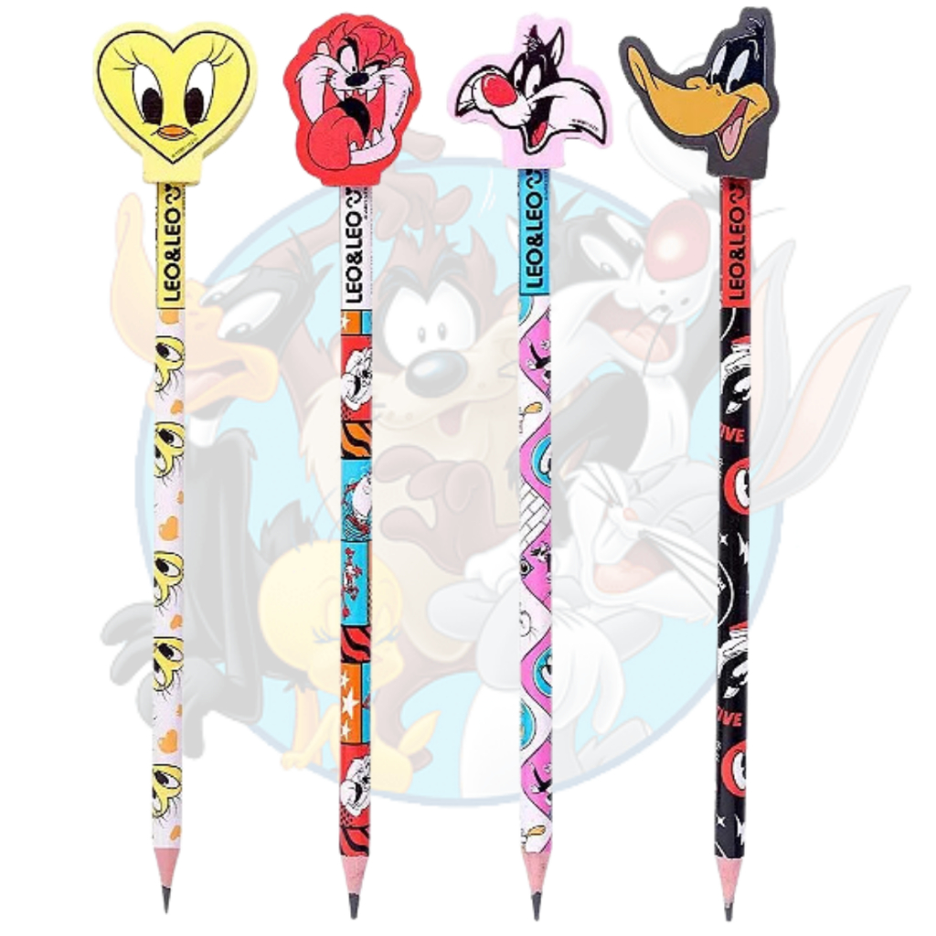 Kit Lápis HB com Borracha na Ponta Looney Tunes Escolha o Seu