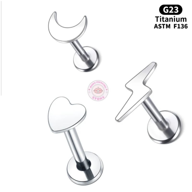 Piercing Labret In Titanio Da 5 Mm, Piastra Spessa 1,6 Mm - Foto 6