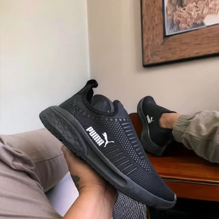 tênis Puma Unissex Sem Cadarço Confortavel Preto Masculino e Feminino Caminhada Ortopedico
