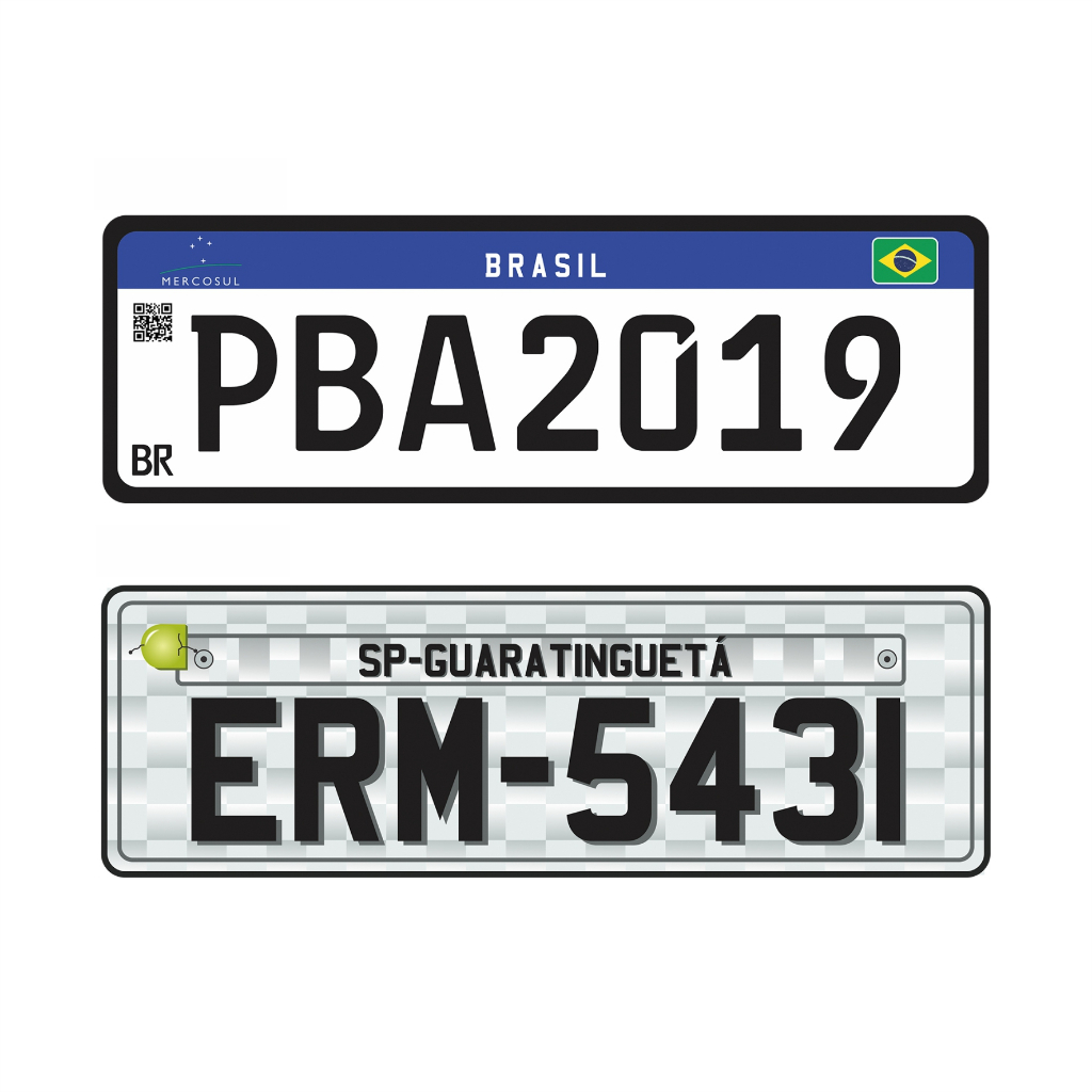 Placa de Carro Decorativa Personalizada Mercosul Cinza 40x13cm