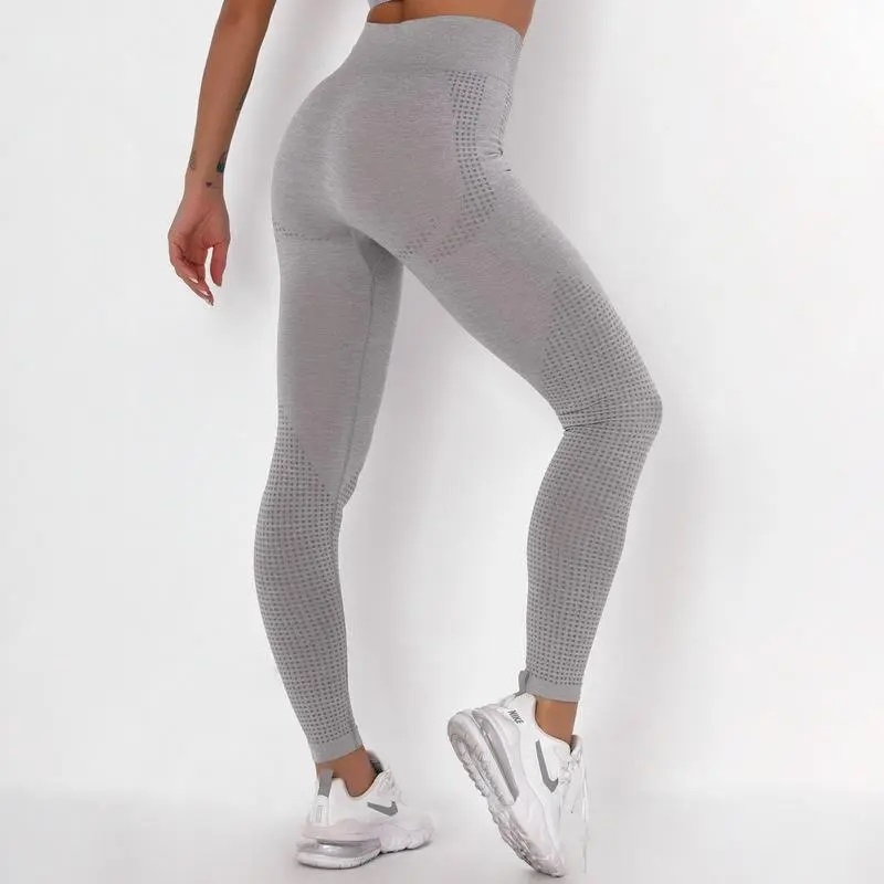 Leggings esportivos sem costura para mulheres, cintura alta