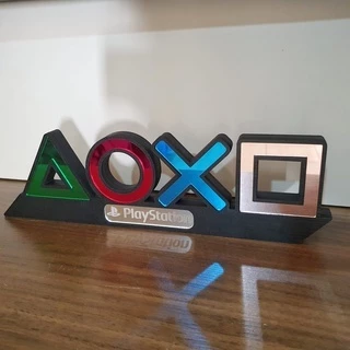 PROMO - Placa Playstation Espelhado 3d Decorativo De Mesa Geek/gamer