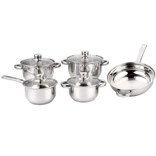 Jogo de Panelas Inox 05 Peças Super Oferta Conjunto de Panelas 5 Peças Tampa de Vidro Aço Inox