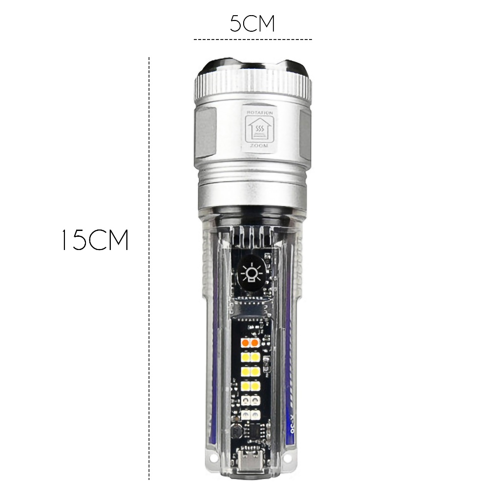 Lanterna LED Ultra Brilhante Multifuncional Zoom de Longo Alcance