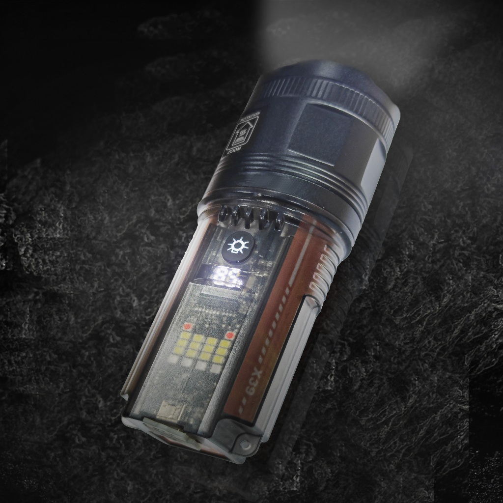 Lanterna Ultra Potente LED Com Zoom Rotativo de Longo Alcance Multifuncional - A361