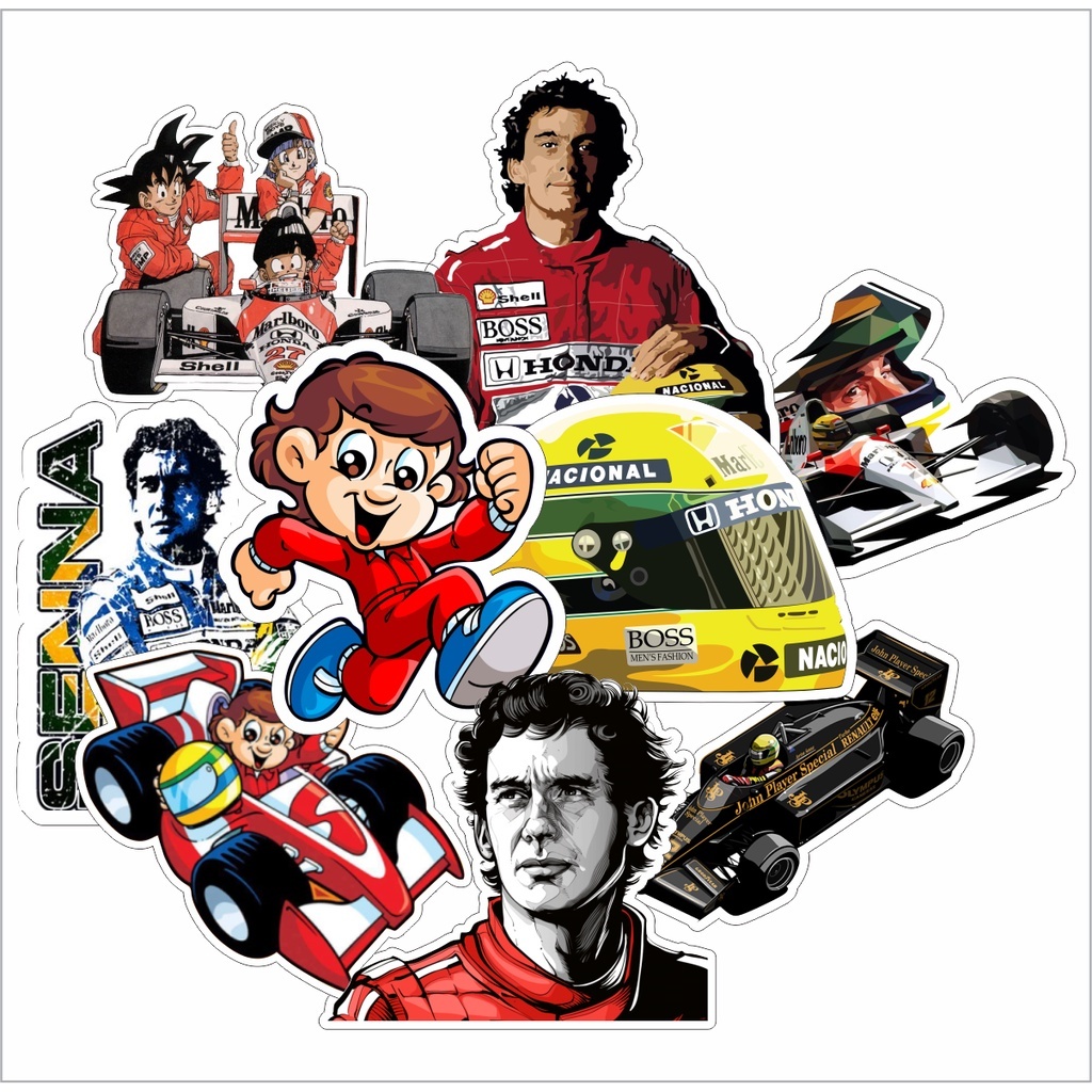 Adesivos Ayrton Senna Kit Pack Vinil 09 peças