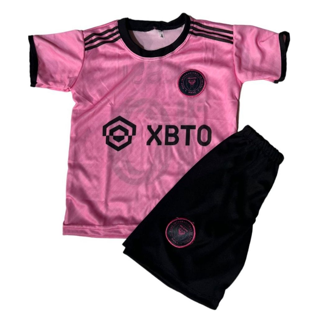 Kit Conjunto Infantil e Juvenil De Futebol Time Inter Miami Rosa Messi ...