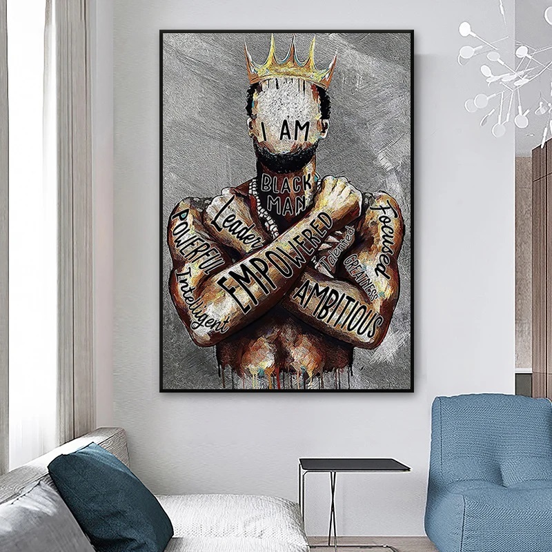 Quadro decorativo 1 peça 40x60 homem negro grafite abstrato rei africano minimalista tatuagem decoração para casa sala quarto hall