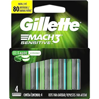 Carga De Aparelho Barbear Gillette Mach3 Sensitive - 4 Unidades