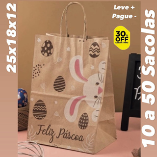KIT Sacola de Páscoa coelho 25x18x12 Páscoa 2024 (Idéia) OFF 2941