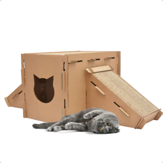 Brinquedo Arranhador Super Toca com Duas Rampas De Papelão para Gatos Arranhar