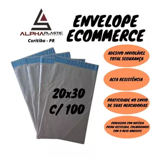 100 Unid. Envelopes De Segurança 20x30 CINZA PRATEADO - Saco Embalagem Para Correio Ecommerce, Envelope Envio