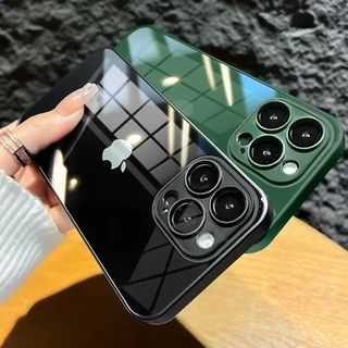 Capa De Vidro De Silicone 9D Para iPhone 14 13 12 11 Pro Max Plus Celular Espelho Com Filme Integrado De Lente